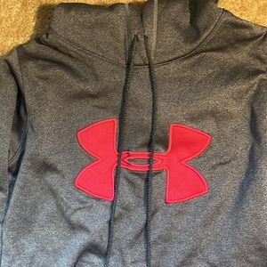 Gray Under Armour hoodie with pink logo and trim, size XS, NWOT